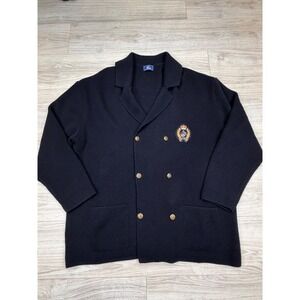 Saint James Mens Navy Wool Double Breasted Cardigan Sweater XXL Vintage
